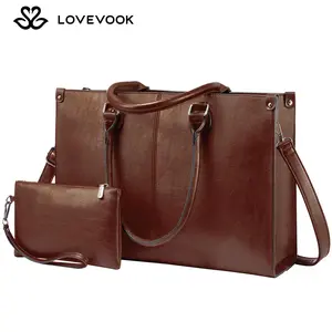 [For LOVEVOOK LIVE] LOVEVOOK Vegan Leather Laptop Shoulder Bag with Cup holder