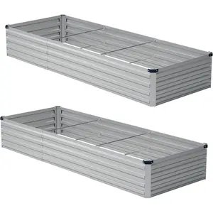 10x2x1ft(2 Pack) Galvanized Raised Garden Bed,Outdoor Planter Box Metal Patio Kit Planting Bed for Vegetables Flowers and Succulents,Silver