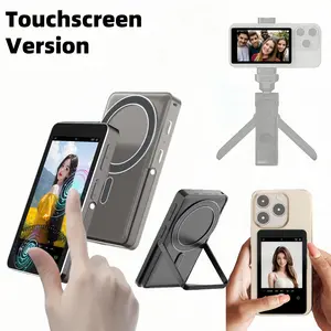 Touchscreen Phone Vlog Selfie Monitor Screen, Magnetic Wireless Back Camera Selfie Monitor with Focus Adjustment ONLY for iPhone, Support 4K 30fps Wireless Recording for iPhone 15/16/17