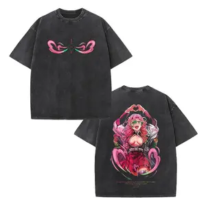 Demon Slayer Mitsuri Kanroji Vintage Washed T-Shirt | Unisex Casual Fashion Short Sleeve, Anime Graphic Tee for Fans, Perfect Gift for Friends