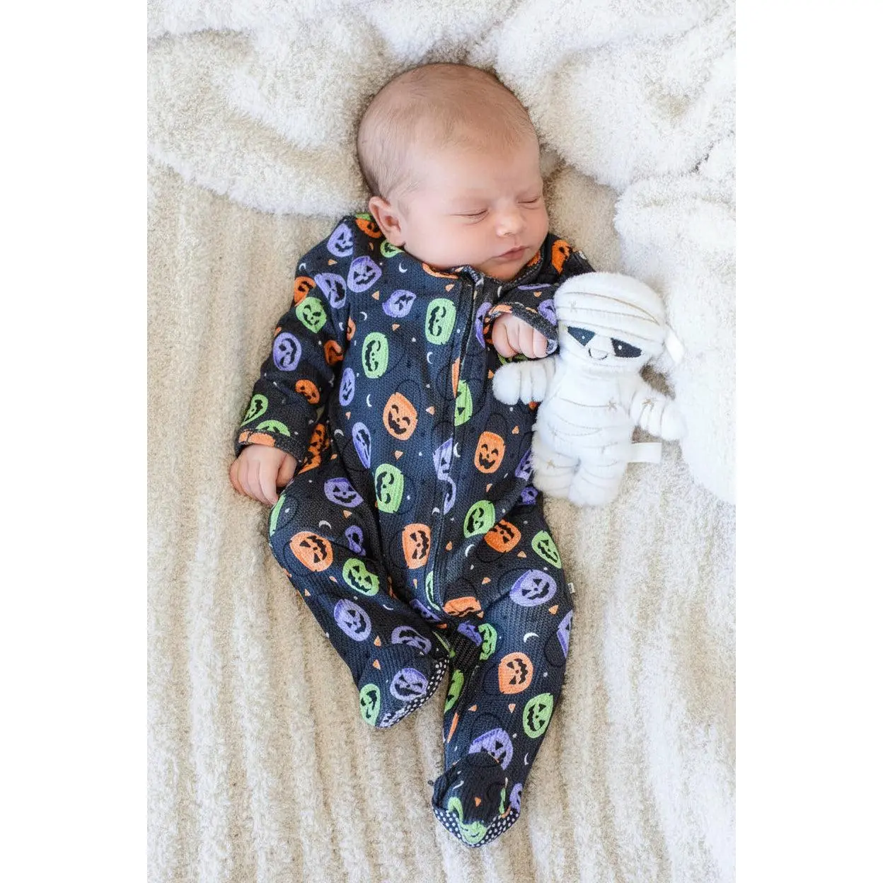 Halloween Bamboo Waffle Zipper Footie | Candy Crawl