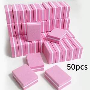 50pcs Pack Mini Nail Buffer Block 180 100 Grit Sponge for Professional Nail Care, Ideal Manicure Tool Set for Home & Salon Use