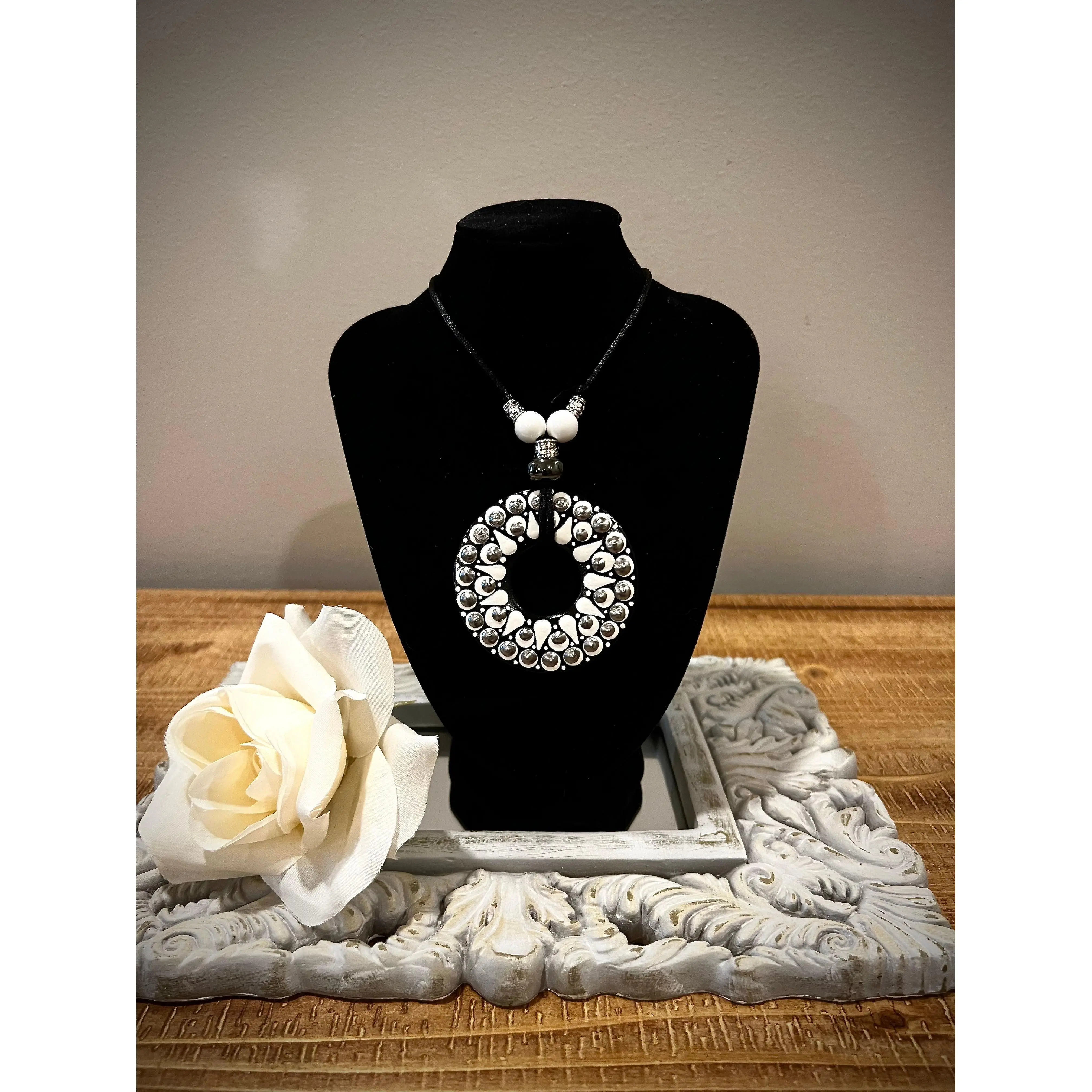 Custom Mandala Necklace: Monochrome
