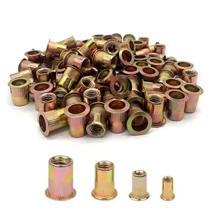 240Pcs Flathead Rivet Nut Assortment Kit - Heavy-Duty Carbon Steel with Zinc Plating - Ideal for Thin, Hollow Walls, Flathead Rivet Nuts