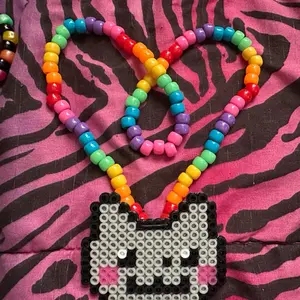LUVSCENE - NYAN CAT INSPO KANDI NECKLACE - handmade perler fuse beads - rave - festival - plur - decora - scene