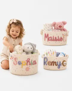 MamaRaya Personalized Nursery Storage Basket with Custom Name