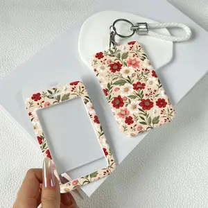 Floral Elegance Pattern Durable Plastic ID Badge Holder with Lanyard Slide Design for Cards Transparent Window Compatible with Credit, Metro, Bus Cards-Nurse, Doctor, Student Accessory Office Supplies