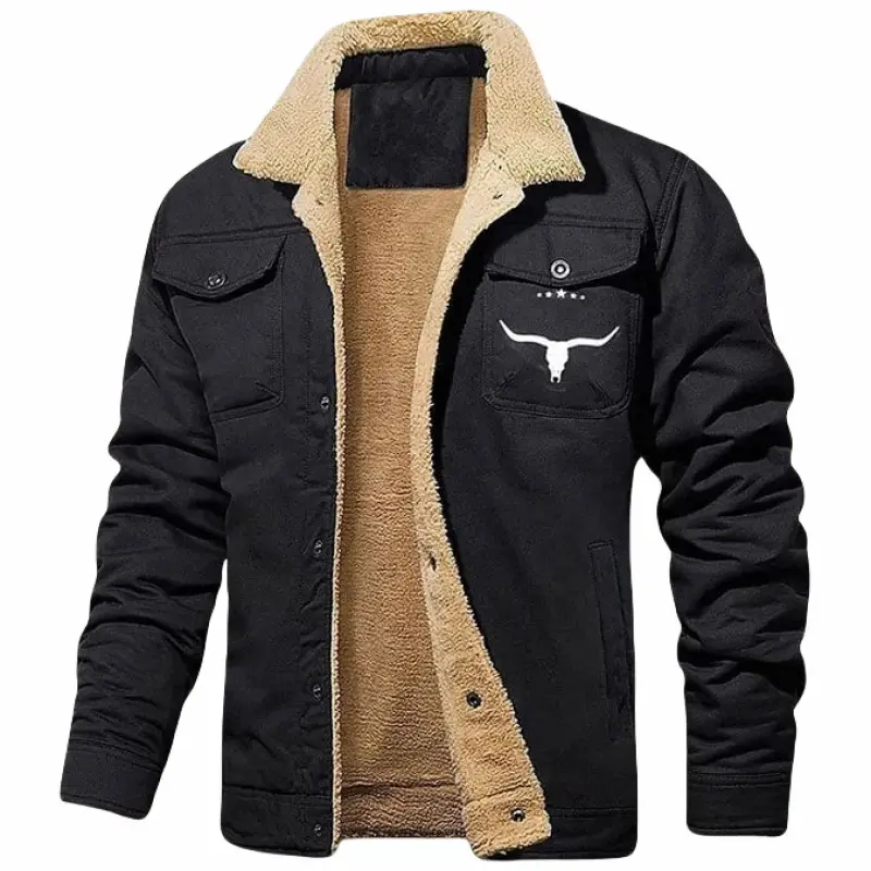 Lightweight Retro Western Trucker Jacket Lapel Casual Coat Mens Work Cargo Outerwear Long Sleeve Menswear