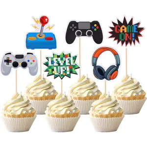 36 PCS Video Game Cupcake Toppers Assembled Game On Controllers Cupcake Picks GamePad Cake Decorations for Game Theme Baby Shower Boys Girls Birthday Anniversary Party Decorations Supplies