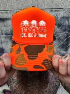 IDC FOAM CURVED BILL ORANGE CAMO HAT