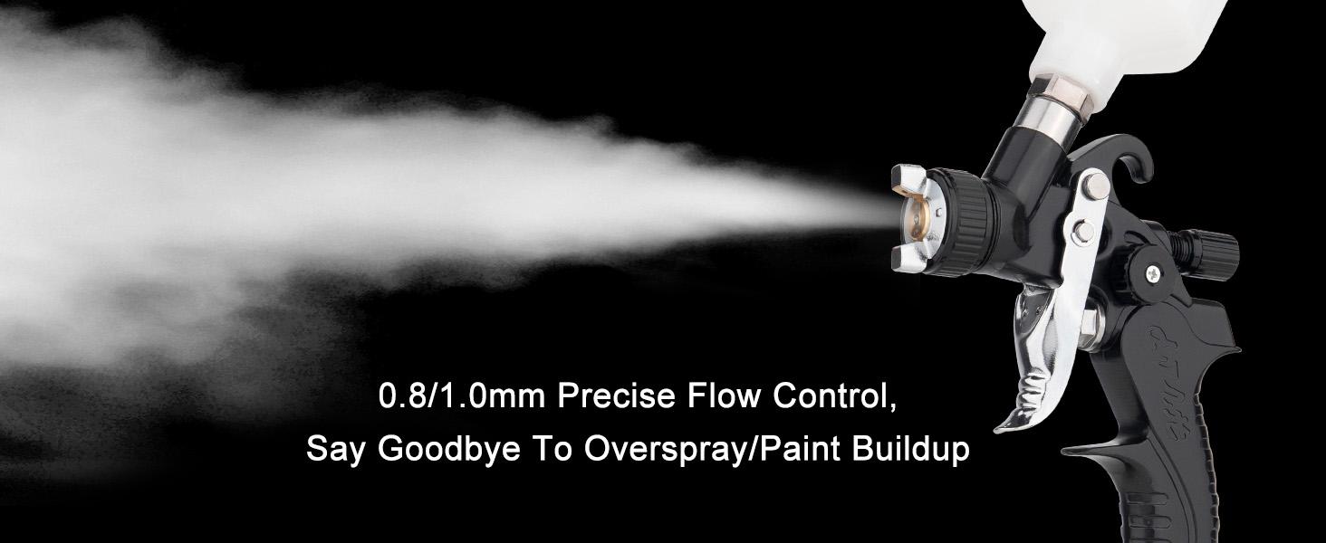 Mini HVLP spray gun with 0.5/0.8/1.0 mm nozzles and 125cc paint cup. Pneumatic automotive spray gun for car painting, primer, varnish and surface coating. Perfect for detailed repair work, small and lightweight, black finish. Cordless Sprayer High