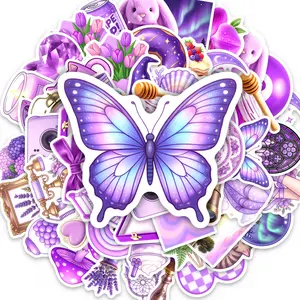 50pcs Purple Minimalist Stickers, Office Supplies and Notebook Accessories, Suitable for Scrapbooks, Diaries, Laptops, Water Bottles, Cars, Etc., Based on A Design Inspired By Faith.