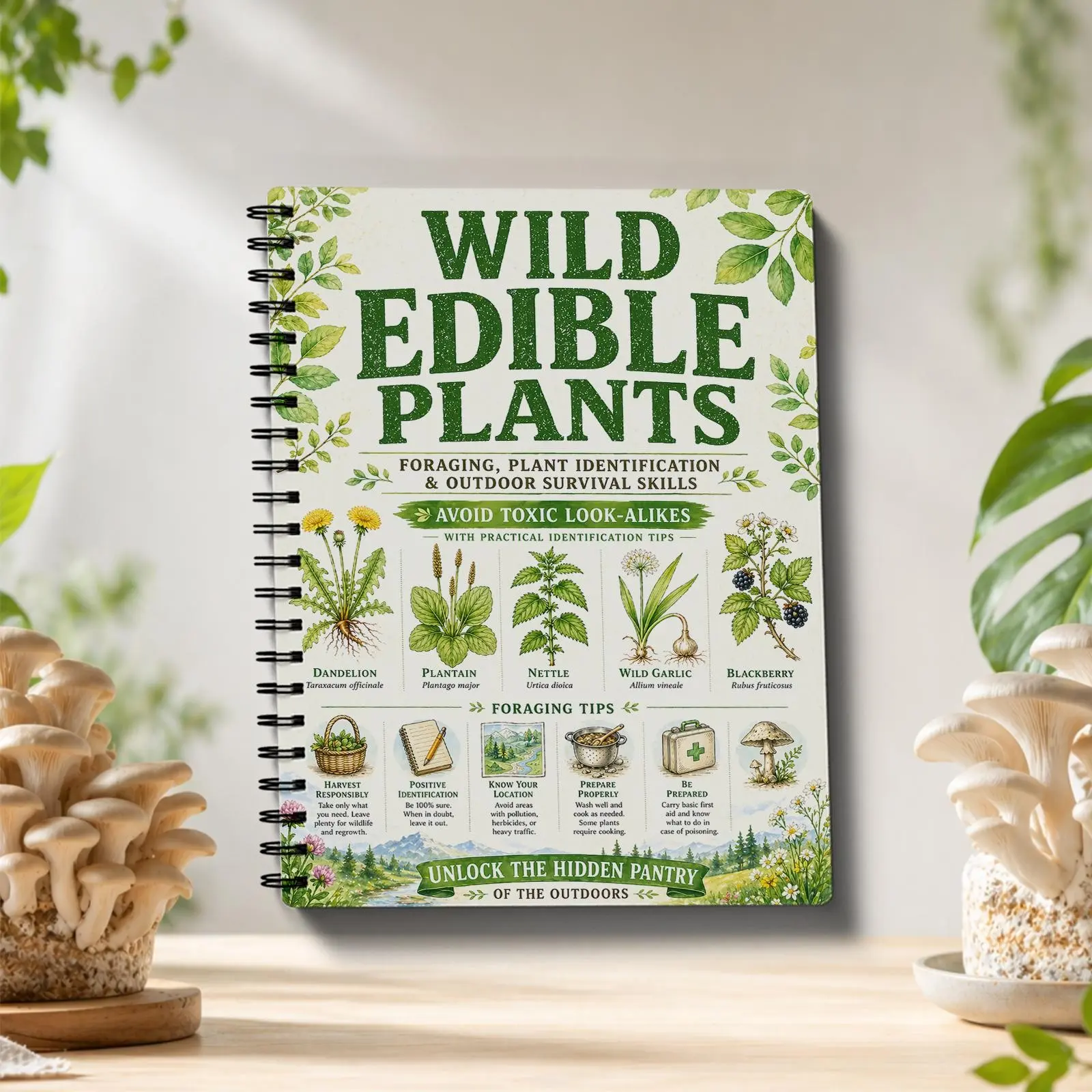 Plant Identification Learning Notebook, Wild Food, Herbs, Fruits, Mushrooms Notes, Outdoor Survival, Natural Research, Field Skills Notebook, Journal Notebook
