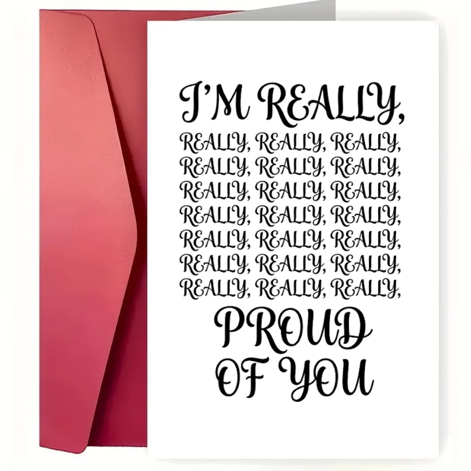 🚀 Make Them Feel Truly Unstoppable! 🌟 I'm Really Really Really Proud of You Greeting Card for Graduation, Promotion, New Job & Big Win Success Gift | 350GSM Premium Glossy 5x7 Large Card with Bold Red Envelope | Best for Daughter Son Friend ✨
