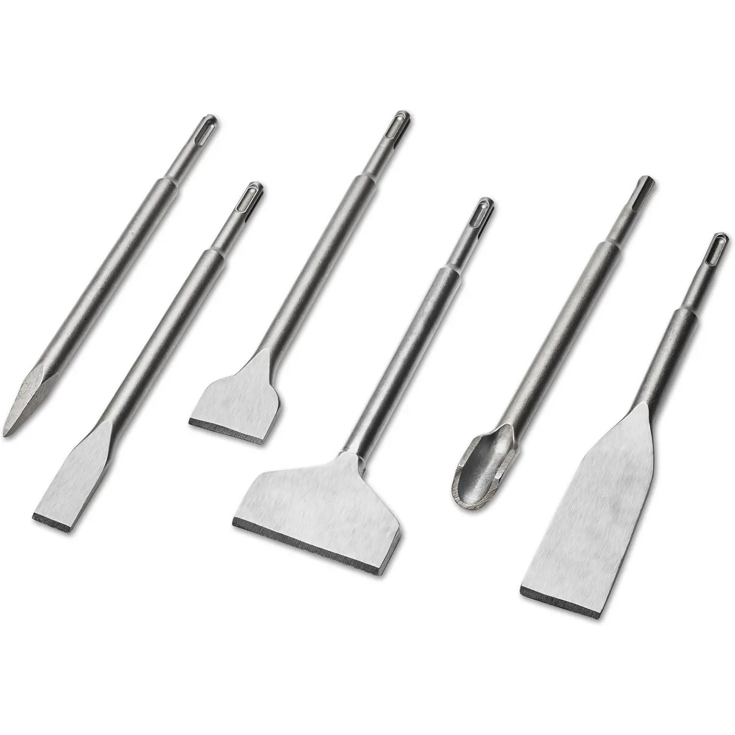 6pcs Wear-Resistant SDS Plus Elbow Chisels Tool Set - 40CR Steel & Chrome Vanadium Hardware, Stiffened Grip, Compatible for Granite Masonry Tile Removal & Concrete Brick Tasks, Suitable for All Kinds of Occasions