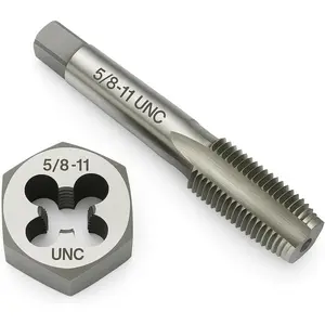5/8"-11 Thread Tap and  Set HSS Tap with GCr15 Alloy Steel Hex  Right Hand Thread Repair Tool for Metalworking and Machinery