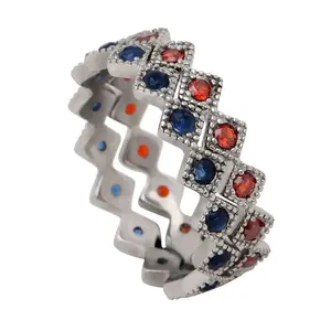 Glory Wedding Band Ring Set Red Blue Stainless Steel Women Ginger Lyne Collection