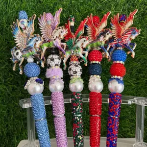 Beaded Pens, Soccer Inspired Cute Aesthetic Multicolor Smooth Writing Pens, Office Stationery Supplies, Writing Stationery