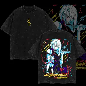 Retro Limited Edgerunners Neoncore Lucy Unisex Acid Washed Lightweight TShirt, Edge Runner Shirt, Cyberpunk Edgerunners, Lucy Shirt, Fabric Top Cotton, funny graphic tee, men’s trendy t-shirts, deals, humorous, 90s, streetwear,penny tees