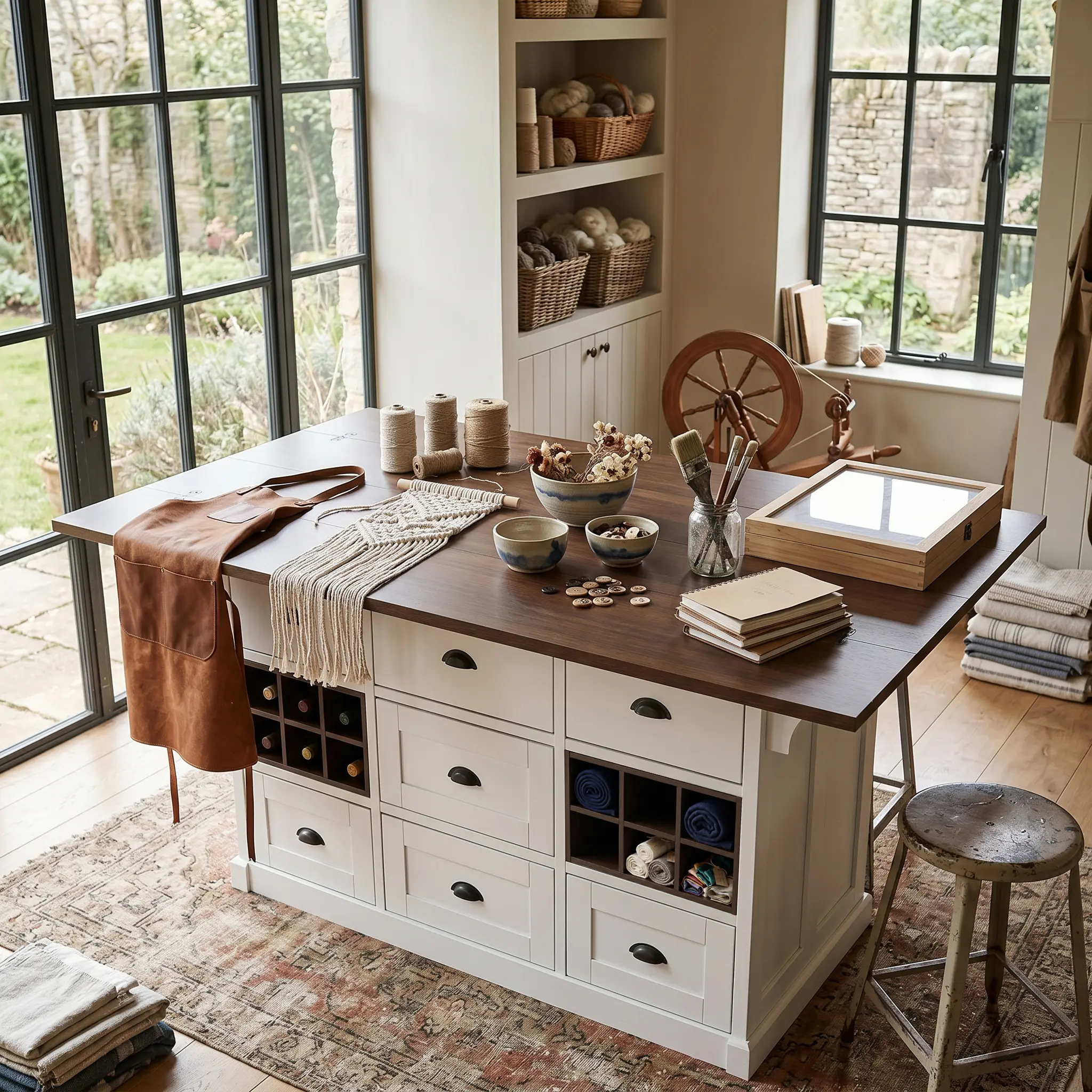 FUFU&GAGA 71" Farmhouse Kitchen Island with 9 Drawers & 2 Wine Racks, Large Butcher Block Workstation Island for Kitchen & Craft Room