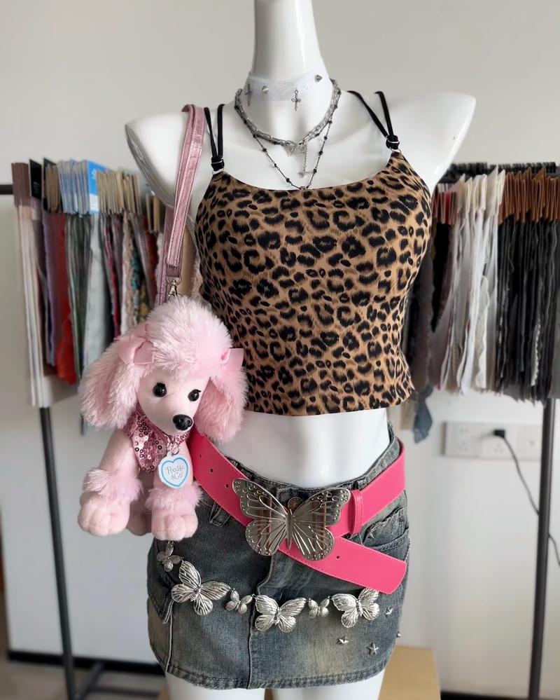 Alielnosirrah Grunge Soft Goth Dark Halloween Spooky Spider Web Leopard Built-in Bra Camisole, Breathable Fabric, Layering Piece, Unique Edgy Design Alielnosirrah Grunge Soft Goth Dark Halloween Spooky Spider Web Leopard Built-in Bra Camisole, Breathable Fabric, Layering Piece, Unique Edgy Design