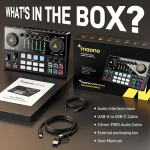 MAONO Podcast Equipment Bundle – Audio Interface & Mixer with Dual XLR, Mute, Noise Reduction, 8 Soundpads (MaonoCaster E2 Gen2)