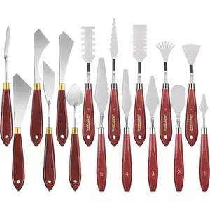 16 Pieces Palette Knife Set Stainless Steel Painting Knives with Wood Handles for Acrylic Oil Painting Canvas Texturing Impasto Color Mixing & Blending Art Supplies for Artists and Beginners