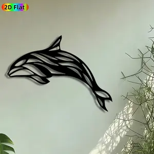 1pc Leaping Dolphin Metal Wall Art, Stylized Dolphin Statue Mural, Artistic Metalwork, Intricate Craftsmanship, Perfect for Beach Wedding, Housewarming Decor, Perfect for Living Room Patio Wall Coastal Home Decor, Ideal Gift for Marine Life Enthusiasts.