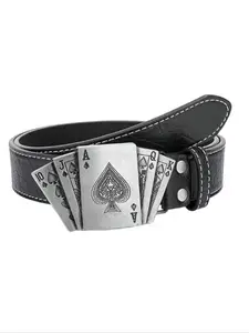 Men's Casual Poker Card Alloy Belt Buckle, Perfect Gift for Boyfriend Husband Father Dad, All-Season Wear, Business and Leisure Accessory, Textured Belt