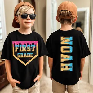 Comfort Colors® Custom Drip Ice Cream Shirt For Boys with Name & Grade, Back To School Shirt, Personalize Grade Shirt, First Day Of School