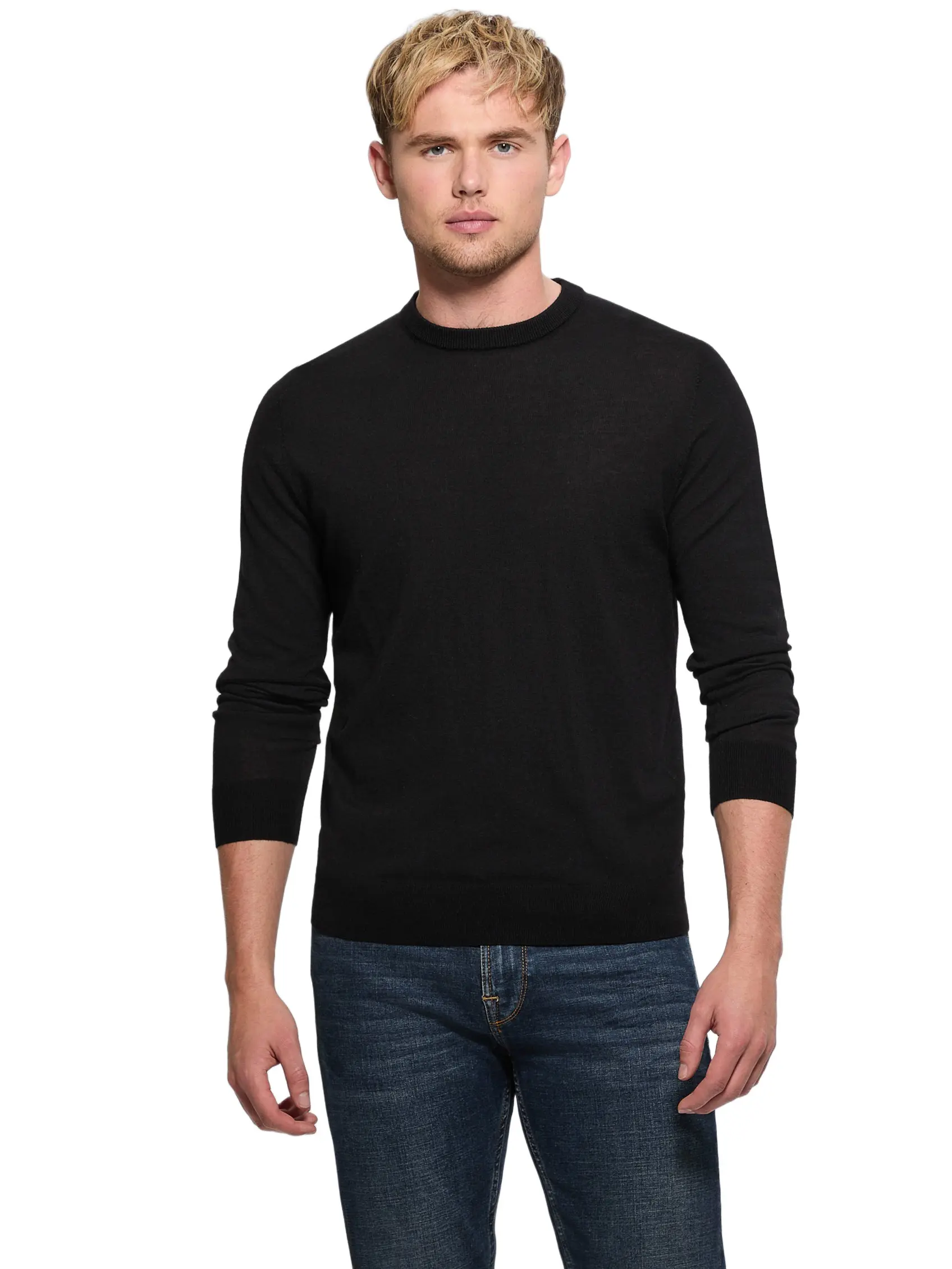 GUESS Male Fred Crewneck Wool Sweater