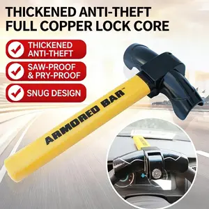 Universal T-Handle Steering Wheel Lock, Anti-Theft Car Security Lock, Self-Defense Vehicle Safety Lock, Heavy Duty Head Lock for Most Cars, Trucks & SUVs with Key