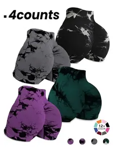 Women's High-Waisted Tie-Dye Print Sport Shorts, Casual Sports Style, Fitness Running Tight-Fitting Shorts, Comfortable All-Season Wear