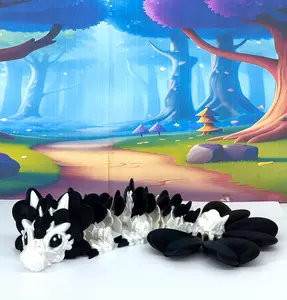10 Inches Baby Clover Dragon, 3D Printed Articulated White and Black Clover Dragon, Stress Relief Fidget Toy