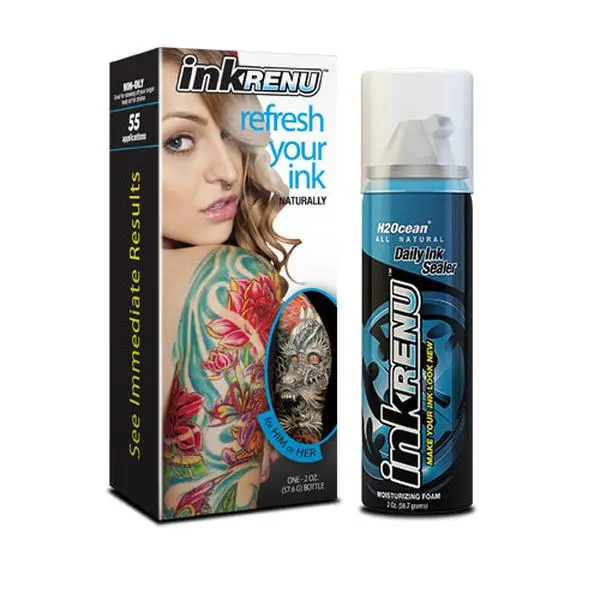 H2Ocean InkRenu Tattoo Moisturizing Foam 2oz - Refresh Your Ink Naturally with Sea Kelp & Lysozyme for Hydration & Clarity