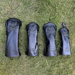 Fashionable Skull Pattern Golf Club Headcover, Golf Club Headcover for No. 1 No. 3 No. 5 No. H Club, Golf Accessories for Men & Women