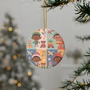 Black Elf Boys Ceramic Ornament - Holiday Tree Decoration l Double Sided