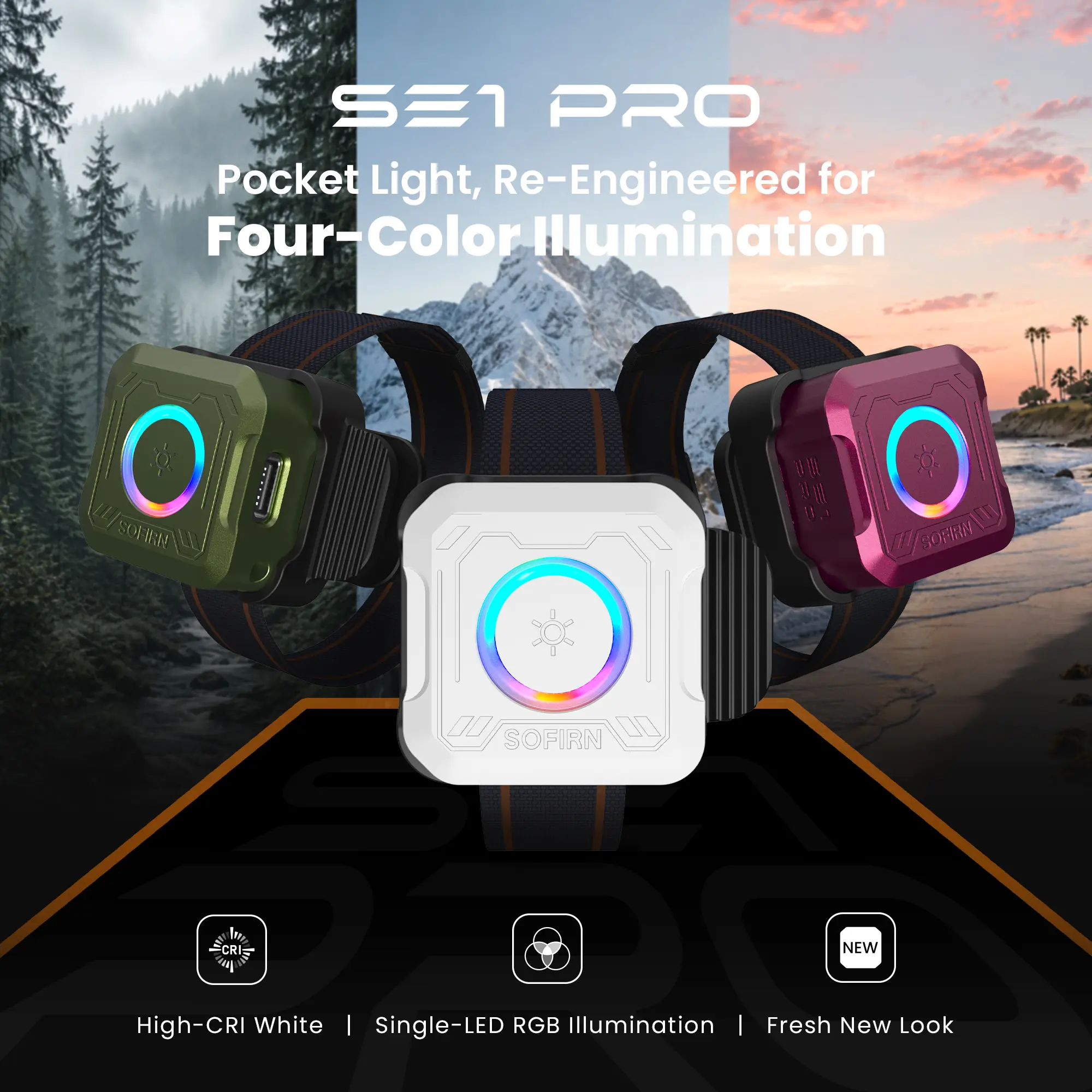 SOFIRN SE1 Pro Pocket EDC Flashlight, USB-C Rechargeable Mini LED Torch, 300 Lumens High CRI 90+ White Light, RGB Signal Light, Magnetic Quick-Release Clip, CNC Aluminum Waterproof Flashlight for Camping, Hiking, Emergency, Everyday Carry