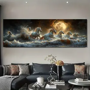 Frameless Running Horses Canvas Print Home Office Decor Poster Decoration Ornaments Artistic Photo  Vintage Classic Landscape Wall Art for Home Office Kitchen Bathroom Living Room Bedroom Decor Abstract Canvas Poster Ornaments Artistic Photo