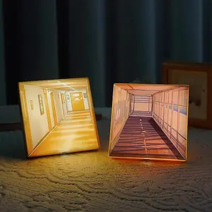 3D Night Light, 1 Count USB Rechargeable Creative Wall Mounted Decorative Lamp, 3D Visual Effect LED Light for Bedroom, Study Room, Office