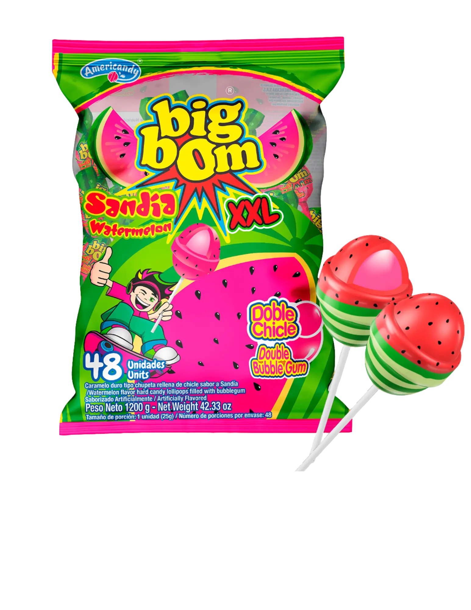 Americandy XXL Lollipops, Watermelon Americandy XXL Lollipops, Watermelon