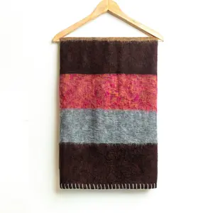 Extra Soft High Quality Yak Wool Knitted GIFT Blanket / Throw Travel-Handmade Nepal 46" x 90" Quilt/ HOBO BLANKET/Bedding machine washable