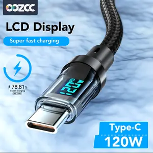 Multifunctional Type-C Fast Charging Cable, Durable 120w Power Output, Real-Time Battery Display, Universal for Phone/tablet/laptop