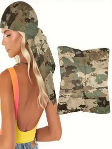 1pc Elegant Camo Motif Scarf, Ultra Soft & Lightweight, Versatile Square Wrap for Headband, Hair Scarf, Neck & Shoulder, Outdoor Adventure Accessory