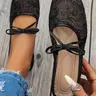 Women's Lace Sequins Ballet Flats, Square Toe Flat Shoes, French Fairy Style, Mesh Upper, Footwear, Slip-On Flats, Ballerina Flats Shoes, Elegant Flats