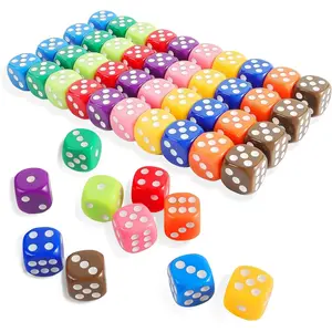 16MM 6-Sided Standard Dice Set, 100-Piece Colorful Dice for Board Games, Classroom Math Activities