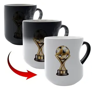 1pc 11oz 325ml Magic Color-Changing Mug - Soccer Football Fan Gift - Magic Mug With Trophy Design, Thermosensitive Ceramic Cup Changes Color When Hot Drinks Are Added (-Activated), Ideal Present for Players & Supporters, Hand Wash Only