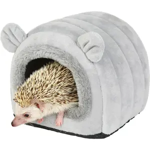 Hedgehog Bed Cave Nest Hideout, Hamster Guinea Pigs Small Animals Cage Supplies Warm House-Gray