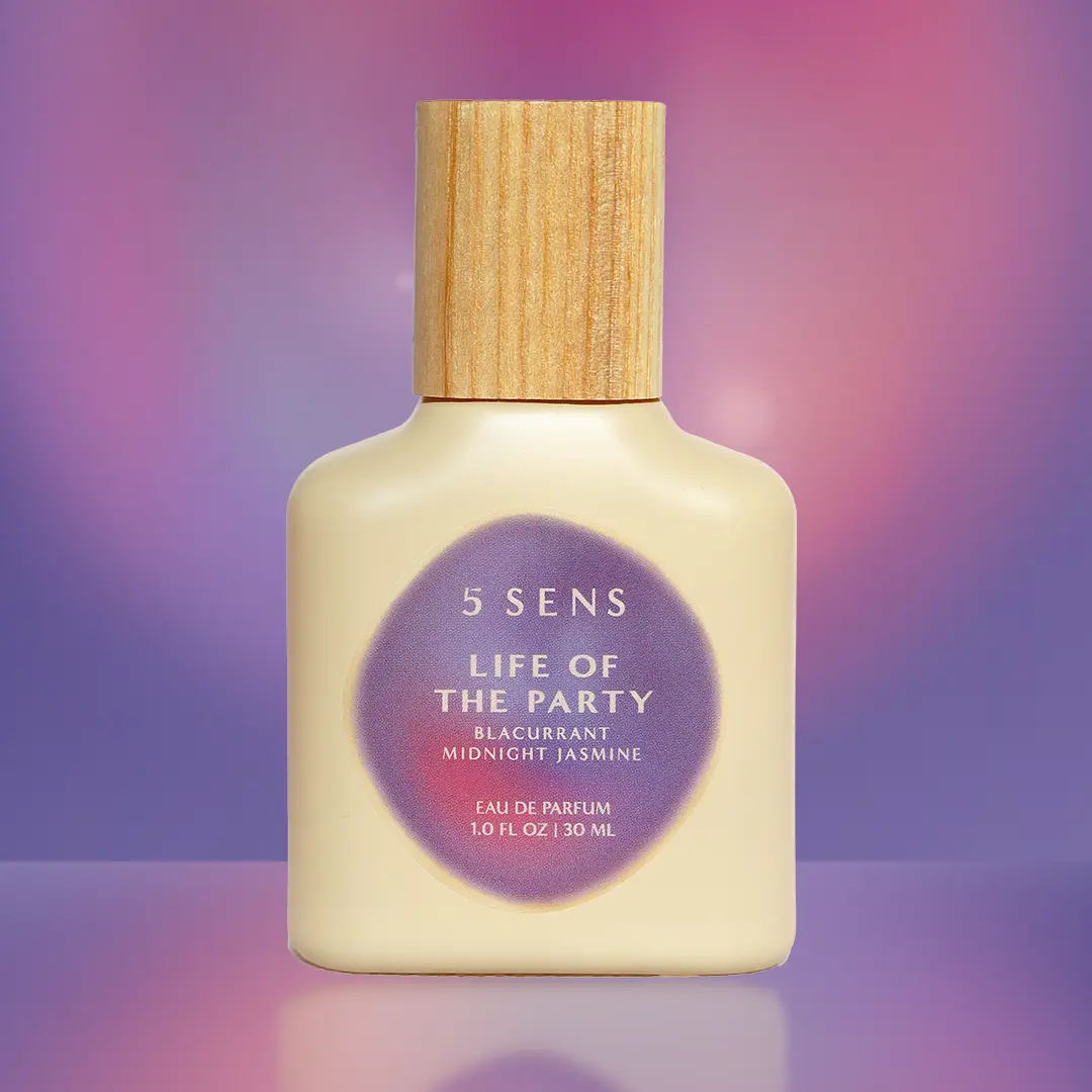 5 SENS Life of the Party Blackcurrant Perfume | Feel Confident, Walk In and Own It | Eau de Parfum 30mL & 10mL | Blackcurrant, Peach Blossom, Saffron, Midnight Jasmine | Long-Lasting Clean Vegan Fragrance