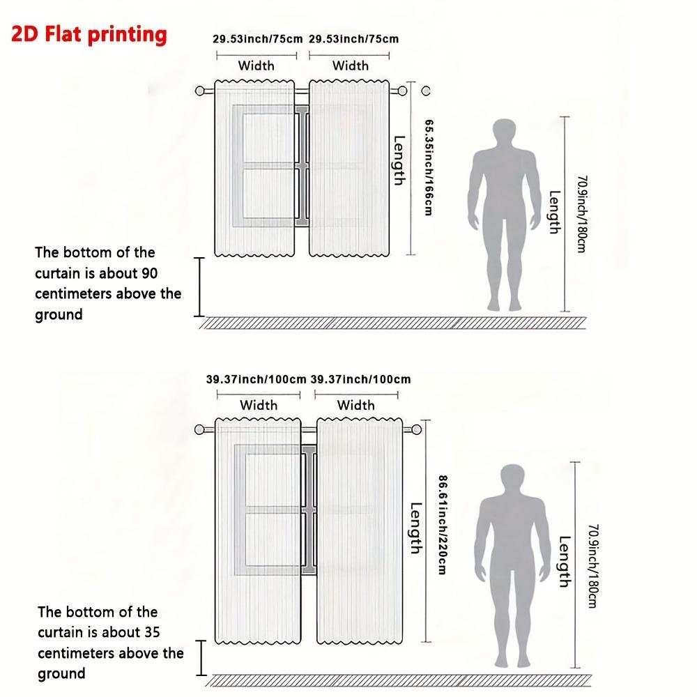 2D Flat Printed Animal Curtains 2 Panels, Cute Jungle Elephant Giraffe Monkey Print Window Drapes, Light Filtering Home Decor for Living Room Bedroom